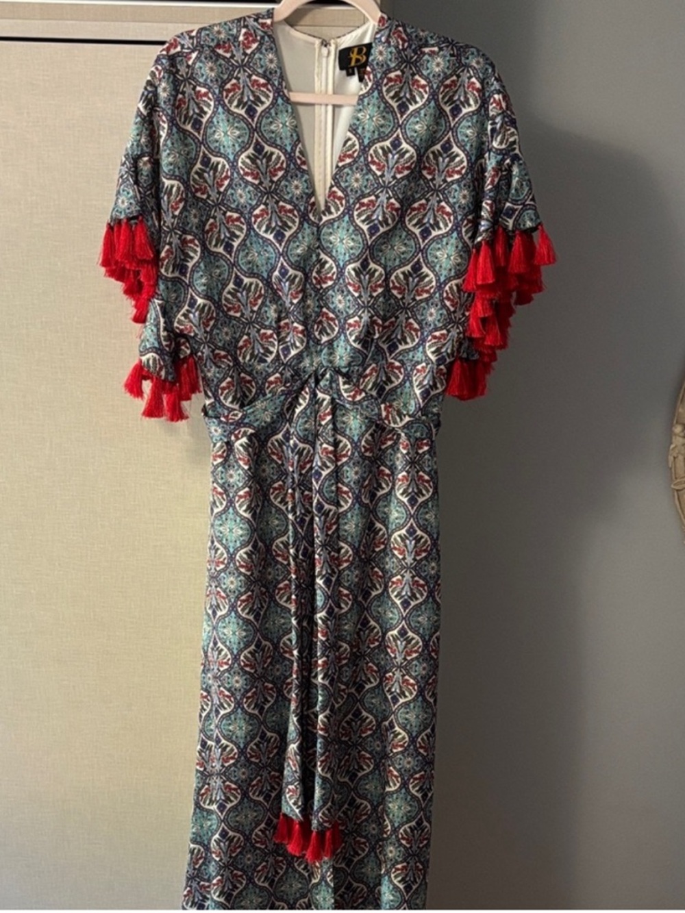 Anthropologie Sachin and Babi maxi Dress with Red tassels size 8 - Picture 8 of 8